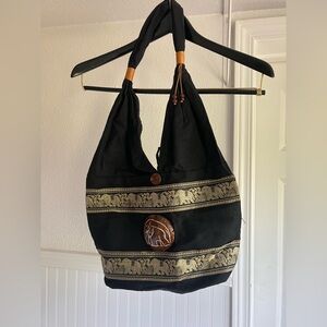Black and Gold Elephant Embellished Bag Purse Made in Africa
